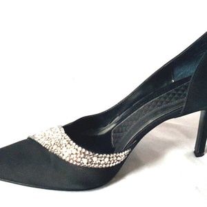 Valerie Stevens Be-Jewelled Satin Evening Pumps